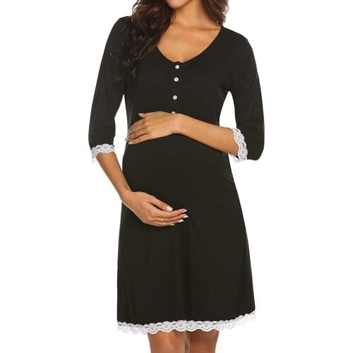 Maternity Dress For Breastfeeding Lace Patchwork Summer Dresses For Women Daily Casual Nursing Dress Pregnant Clothes Vestidos