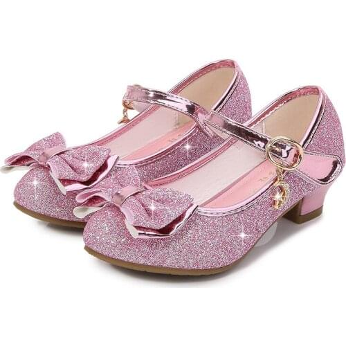 Princess Girls Party Shoes Children Sandals Colorful Sequins High Heels Shoes Girls Sandals Peep Toe Summer Kids Shoes