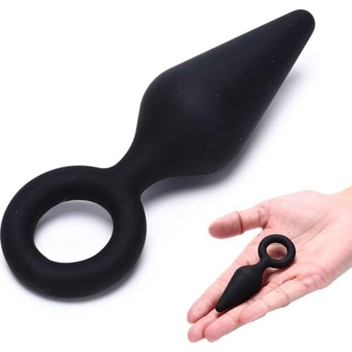 1pcs Black Silicone Back Court Anal Plug Back Court Pull Beads Sex Toys Anal Plug Adult Products