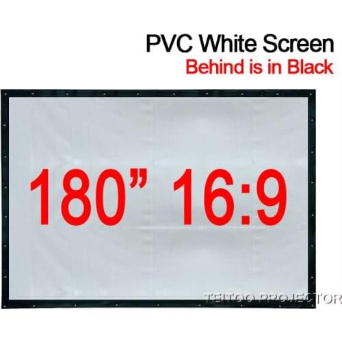 180 inches 16:9 Home Theater Projection Screen Wall Mounted PVC Soft White-Black Curtain Film without Frame for Movie Education