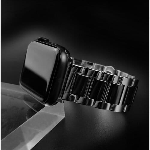 For apple watch strap 44mm 40mm SE Series 6/5/4/3/2/1 42mm 38mm Stainless Steel Ceramics band for iwatch luxury bands men women