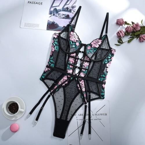 Sexy Lace Bodysuit Women Floral Hollow Out Bodies For Women Bodycon Sexy Body Overalls For Women Black Bodys
