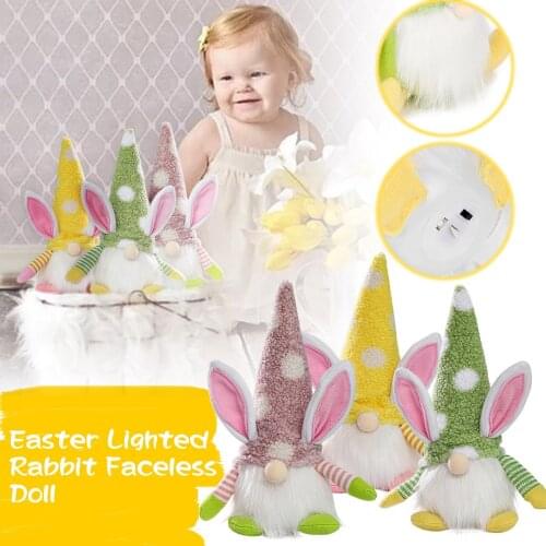 Easter Day Lighted Rabbit Faceless Doll Warm Light Home Living Room Desktop Decoration Standing Post Standing Post Decoration