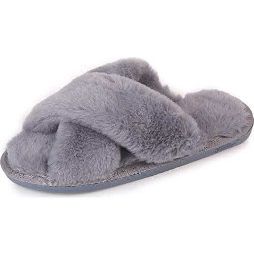 Women Slippers Winter Shoes Flat Sweet Home Slippers Woman Indoor Shoes Fur Warm Soft Slip On Black Pink Grey Female Slipper