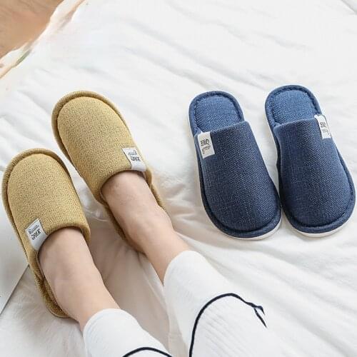 Flax slippers womens Cotton hemp cloth spring and autumn home lovers soft bottom anti slip slippers women shoes