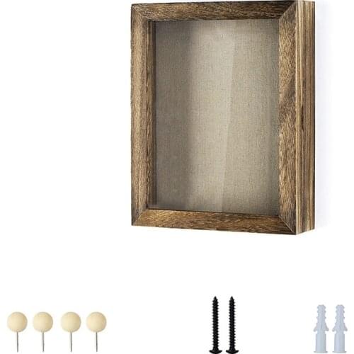 Shadow Box Frame 8X10 Shadow Box Display Case with Linen Back Memorabilia Awards Medals Photos Memory Box Carbonized