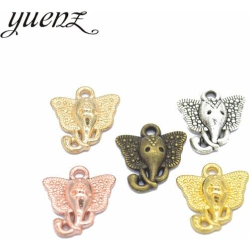 YuenZ 20pcs Elephant Head Charms Tibetan Silver Bronze Pendants Antique Charm Jewelry Making DIY Handmade Craft 16*15mm D974