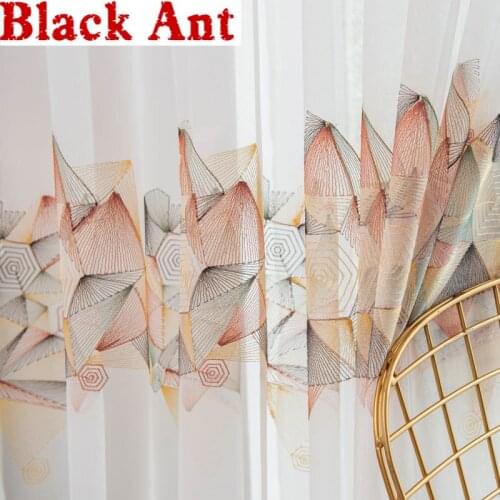 Nordic Geometric Home Curtain for Living Room Natural Sheer Fabric for Balcony Kitchen Tulle Voile Drape Blinds X640#40