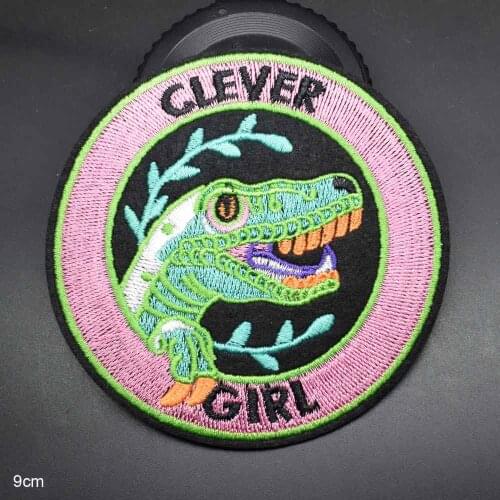 Green Dinosaur Animal Iron On Full Embroidered Clothes Patches For Clothing Stickers Garment Wholesale