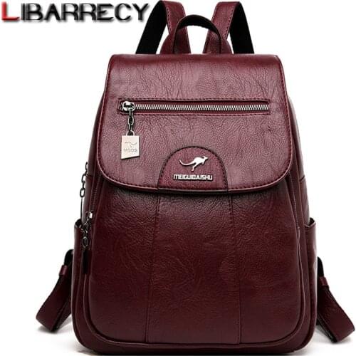 Women Quality Leather Backpack Mochila Feminina Designer School Bags for Teenager Girls 2020 Female Leisure Travel Bag Sac A Dos