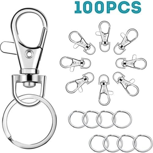 100Pcs/Pack Alloy Lobster Clasps Hooks with Jump Rings DIY Jewelry Making Bag Accessories