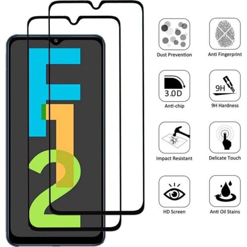 2PCS For Samsung Galaxy F12 For Galaxy F02S M12 Screen Protector 9H Glass 1PCS 2PCS Full Cover Tempered Glass Front Mirror Film
