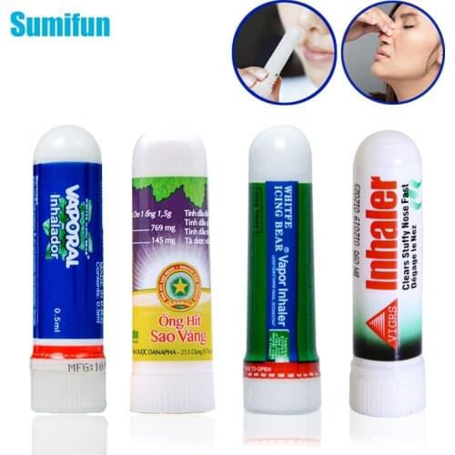 4 Types of Thailand Nasal Inhaler 100% Original Nasal Essential Oils Refresh Nose Cold Cool Herbal Ointment Rhinitis Mint Cream