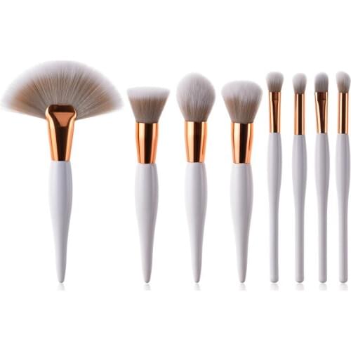 8pcs Soft Make Up Brushes Set High Quality Kabuki Powder Brush Large Fan Lip Eyeshadow Makeup Brush White Beauty Tools for women