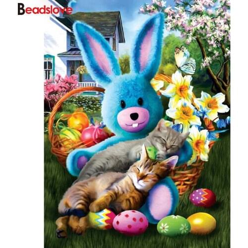 Full Square Drill Diamond Painting cartoon rabbit eggs Diamond embroidery Mosaic Rhinestone Cross Stitch Halloween Decor Gift