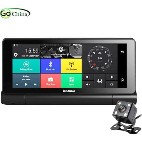 IaotuGo Android 5.0 Car GPS DVR 4G Center Console Navigator 1280*480 Bluetooth WIFI AVIN 1080P Recorder With Dual Camera