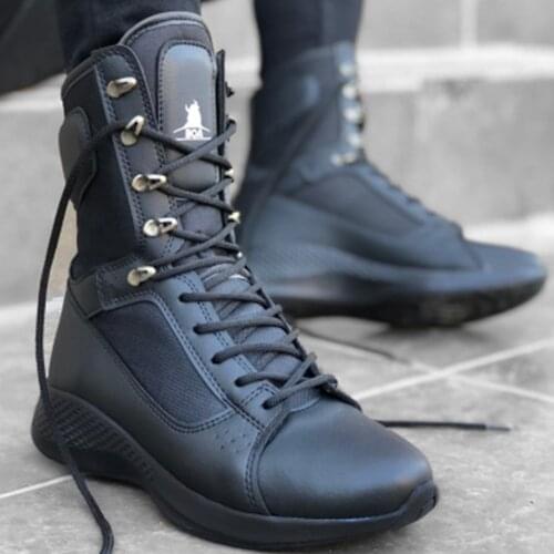 BA0600 Laced Black High Bottom Boxer Unisex Sports Postal Boat Special Design Turkey Production All Seasons Wearable Special Fabric