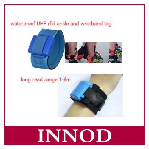 Chip timing system passive Epc gen 2 waterproof 865-868mhz/902-928mhz uhf rfid ankle wristband tag with long strap