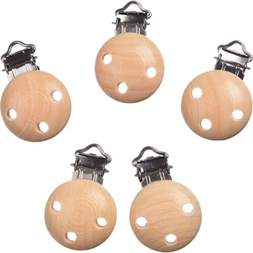 Baby Pacifier Clips Attache Sucette Baby 5Pcs Nature Color Pacifier Clip Wood 29x44mm Attache Sucette Pacifer Hoders