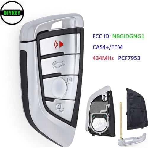 DIYKEY OEM Silver Smart Remote Car Key Fob 4 Button 434MHz for PCF7953 for BMW F Series CAS4+/FEM 2011-2017 FCC ID: NBGIDGNG1