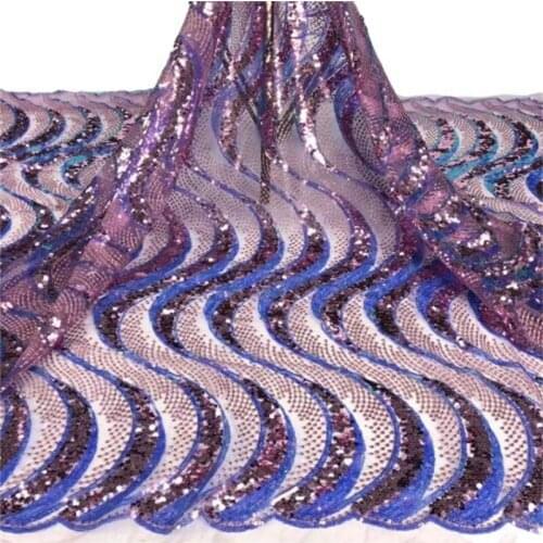 Purple Sequins Lace Fabric for Women Wedding Dress African Lace Fabrics with Sequins French Tulle Mesh Lace Bridal Materials