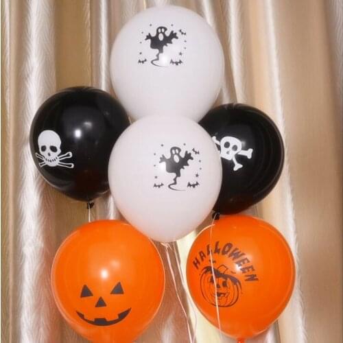 Hot 50pcs New Arrivals Halloween balloons festive decorations site layout thick terror black orange white balloons