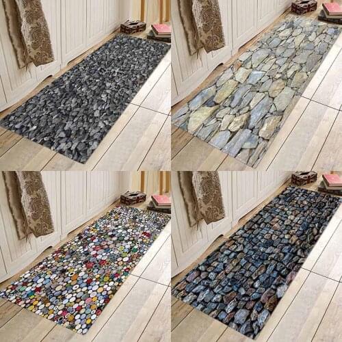 Gravel, small stones, printed flannel, anti-skid, absorbent bathroom mat