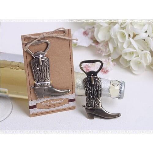 Alloy cowboy boots beer bottle opener Shoes open bottle opener European wedding Favor 20PCS/LOT