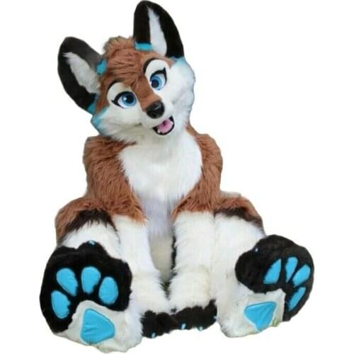 MascotBJ Long Fur Fox Husky Costume Fursuit Mascot Furry Adult Cosplay Sz Small