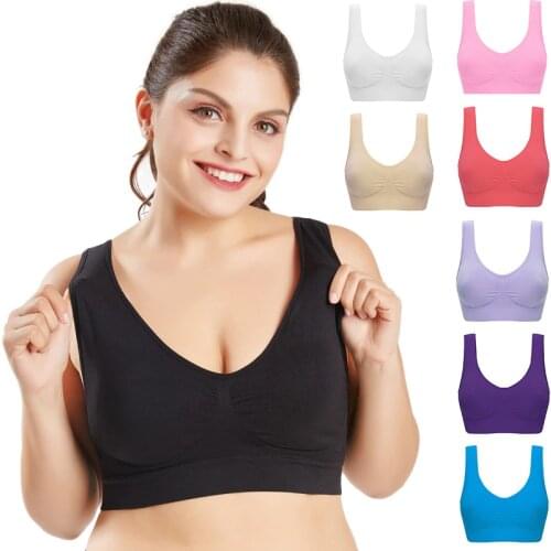 Fashion Solid Color Large Size Seamless With Chest Pad Adjustment Type Without Steel Ring Sports Underwear