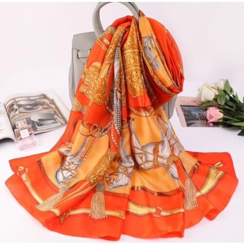 2021 Fashion Carriage Dustproof Handkerchief Korean 180X90CM Beach Towel Lady Print Silk Scarves Summer Travel Sunscreen Shawls