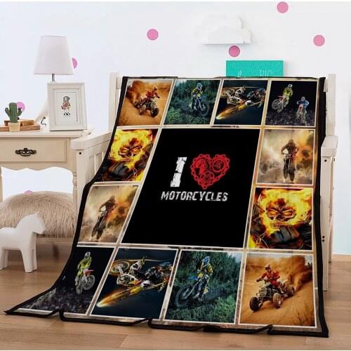 Western fashion Speeding Motorcycle Soft Coral Fleece Blanket For Children Cartoon Throw On Bed Sofa Boys Bedding Decorate Room
