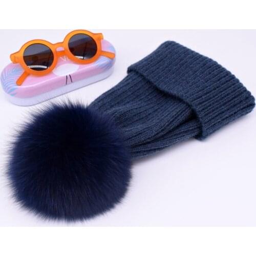 2021 new Real fur Raccoon Fur Beanie Hat Winter Knitted Pompom Hat Beanie Caps Autumn Winter Female Pom Pom Hats for Girls Women
