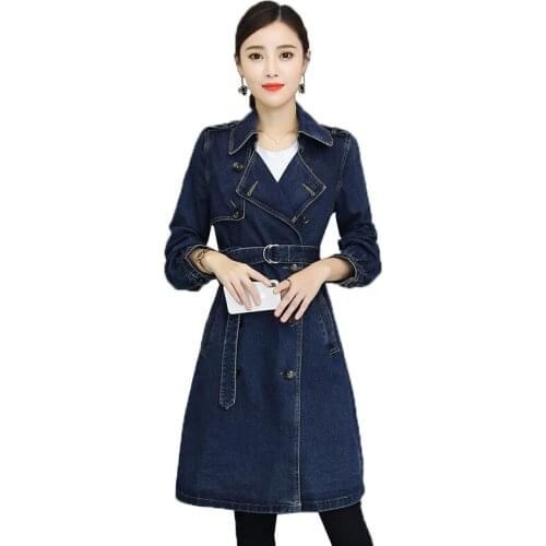 New Youth women high quality denim jacket Korean style Embroidered Jacket coat Female autumn Denim trench coat Plus Size R273