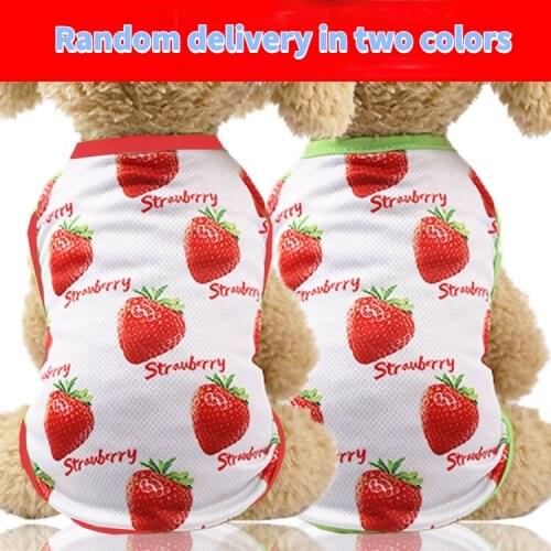 Dog Strawberry Dress Fruit Pattern Skirt Breathable Mesh Vest Puppy Clothes for Wedding Party Cotton Printed Summer Pet Clothes