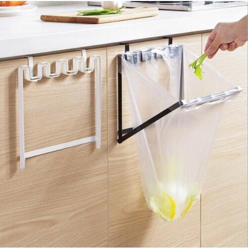 Door Back Hanging Trash Rack Storage Kitchen Garbage Rubbish Bag Can Holder Hanging Kitchen Cabinet Trash Rack Metal Iron Garbag