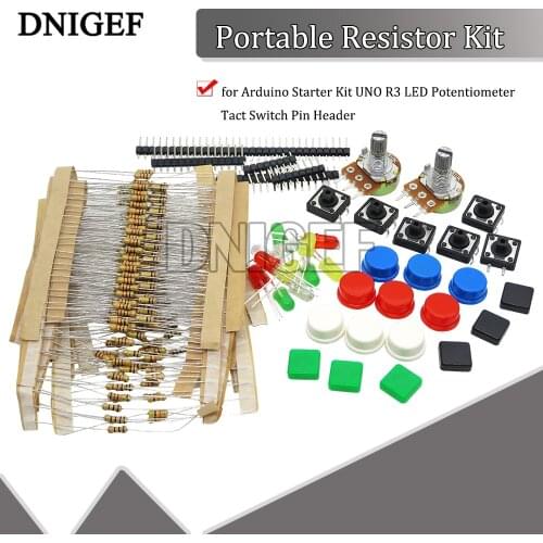 Portable Resistor Kit Handy for Arduino Starter Kit UNO R3 LED Potentiometer Tact Switch Pin Header