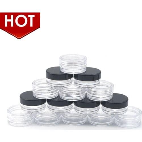 100pcs 2g Empty Cosmetic Containers Refillable Face Cream Jar Cosmetic Container Plastic Container Empty Sample Makeup Pot