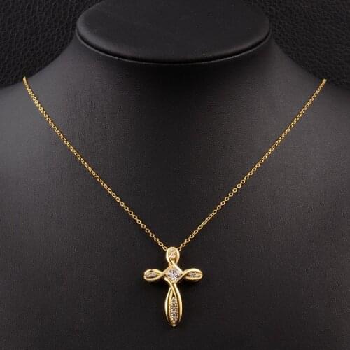 Religion Jesus Cross Pendant Necklace Women Collier Ethnique Colar Feminino Colares Pingente Cruz Kolye Ucu Cristal Jewelry N065