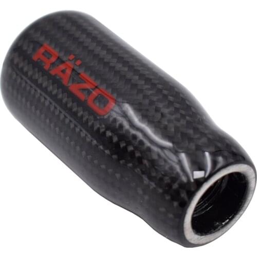 RAZO Carbon Fiber Gear Shifter Knob For Universal Car Black/Silver 8cm Length