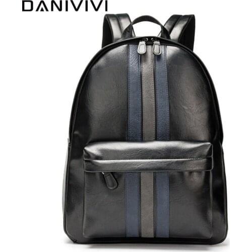 Designer PU Leather Laptop Backpack Men School Bags for Teenagers Large Capacity Waterproof Travel Backpack Zipper Mochila