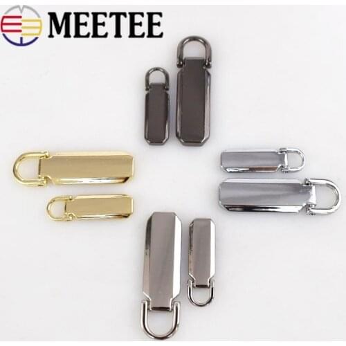20Pcs Meetee Detachable 3# 5# Metal Zipper Pullers for Zip Sliders Head Zippers Repair Kits Zips Pull Tab DIY Accessories