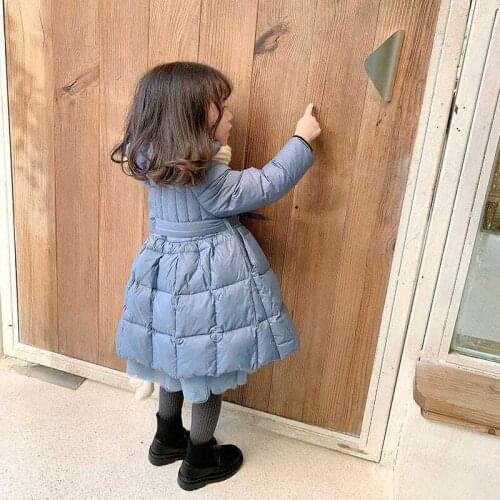 Girls' padded jacket, winter childrens mid-length over-the-knee padded jacket, baby jacket, childrens down padded jacket