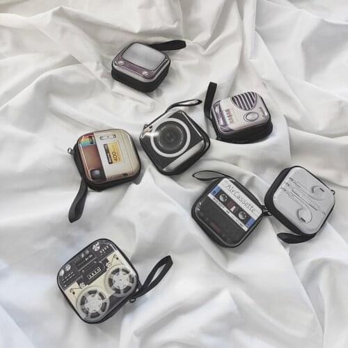 Retro Japanese Multifunctional Change Storage Bag Portable Pendant Tape Change Key Coin Earphone Bag for Men and Women