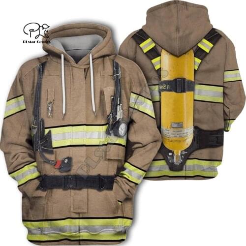 New Men Women Firefighter print 3D Hoodies Funny fireman Sweatshirt Fashion cosplay Hooded Long Sleeve zipper Pullover