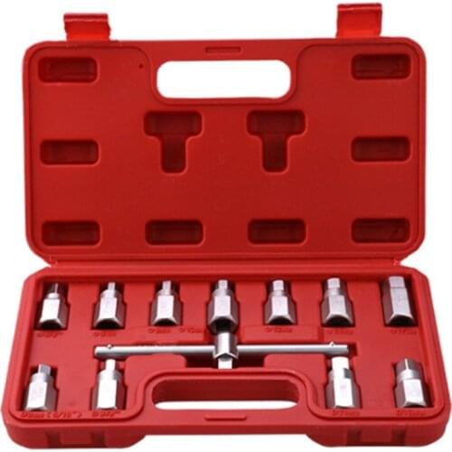 TOP 12 Piece Set 4S Auto Repair Oil Pan Oil Drain Screw Socket Wrench 3/8 Oil Pan Screw Wrench Oil Drain Tool