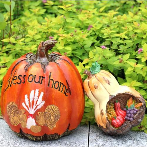 Outdoor Resin Fairy Pumpkin Ornament Garden Yark Art Figurine House
