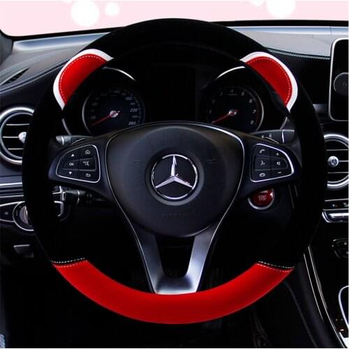Universal Carr plush Steering-Wheel Covers Anti-slip Skidproof Durable 37-38CM/15" Dynamic Fibre Handmade Steering Wheel Cover