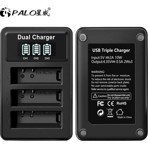 Palo AZ16-1 AZ16 Charger For Original Xiaomi YI lite 2 4K with LED USB 3slots Charger For Xiao yi 4k Action Camera Charger