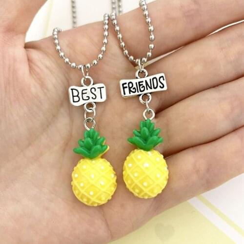 Simulation Yellow Pineapple Pendant bff Necklace Children Best Friends Boys Girls Fresh Fruit Friendship Jewelry Birthday Gift
